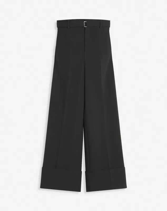 BLACK WIDE-LEG PANTS WITH CUFFS sold by Lanvin