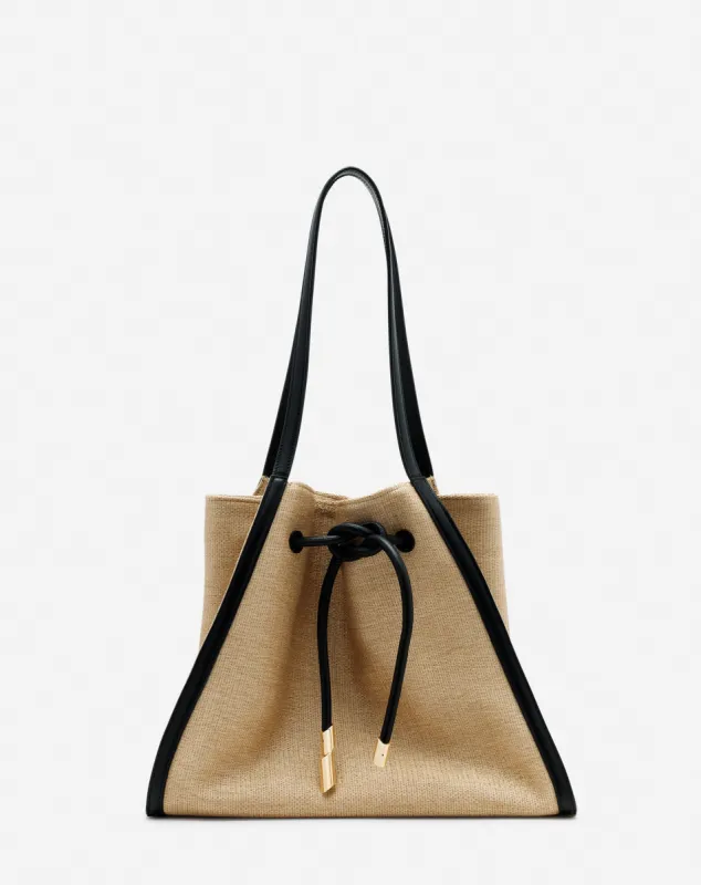 SEQUENCE BAG IN LEATHER AND RAFFIA sold by Lanvin