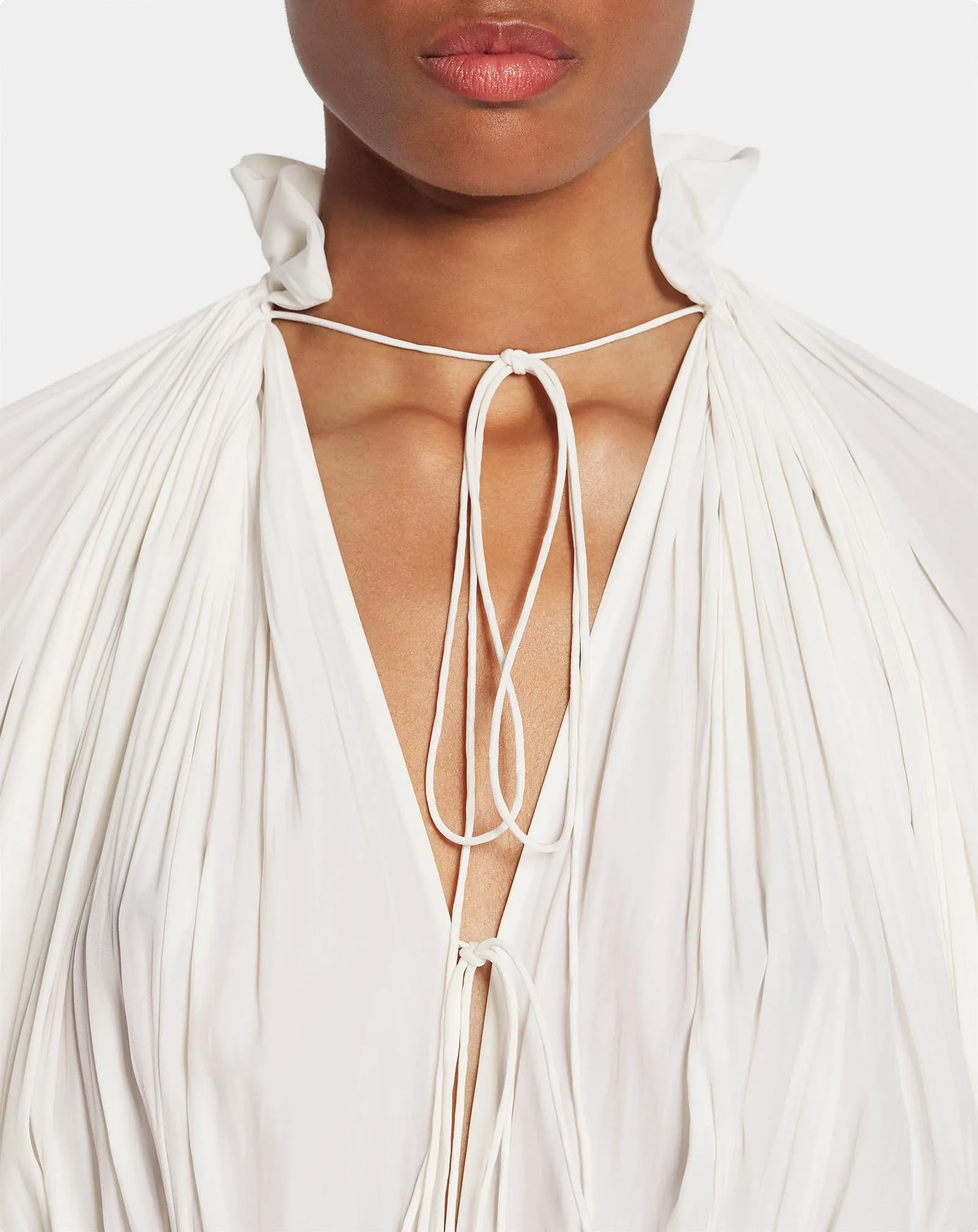 LONG CHARMEUSE RUFFLE DRESS sold by Lanvin product image thumbnail 5