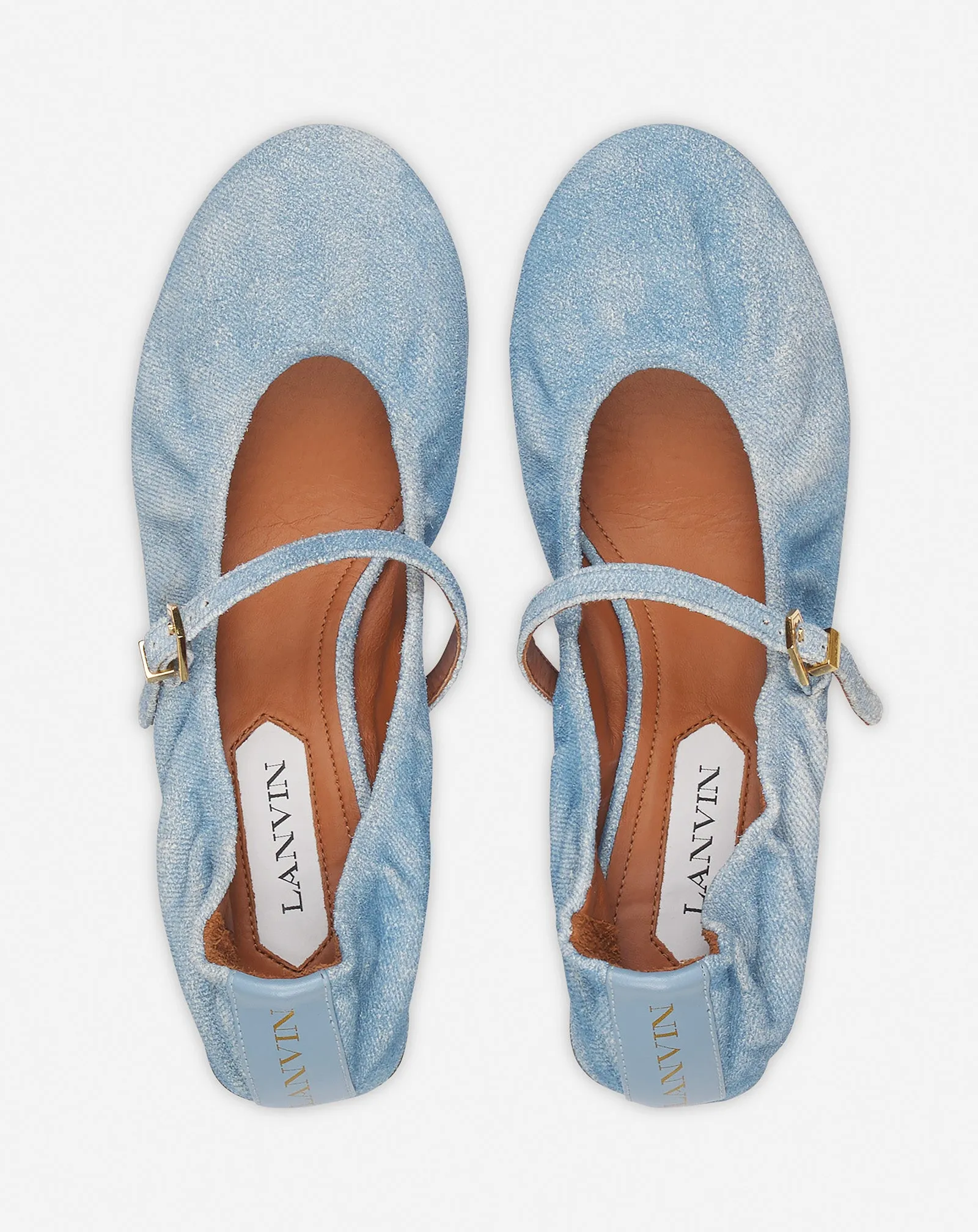 HEELED MARY JANES IN LEATHER WITH A FADED DENIM EFFECT sold by Lanvin product image thumbnail 3