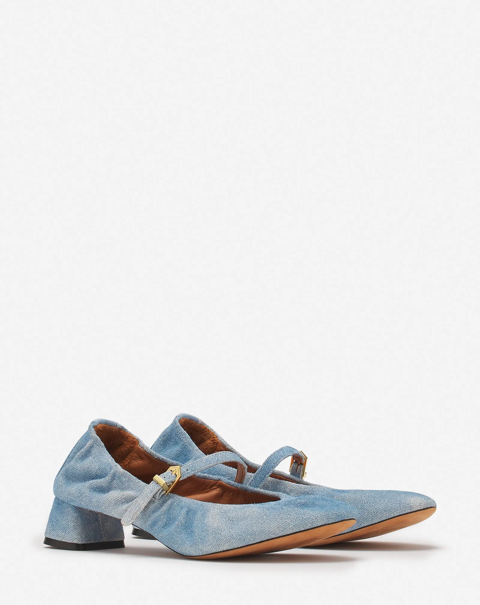 HEELED MARY JANES IN LEATHER WITH A FADED DENIM EFFECT sold by Lanvin product image thumbnail 2