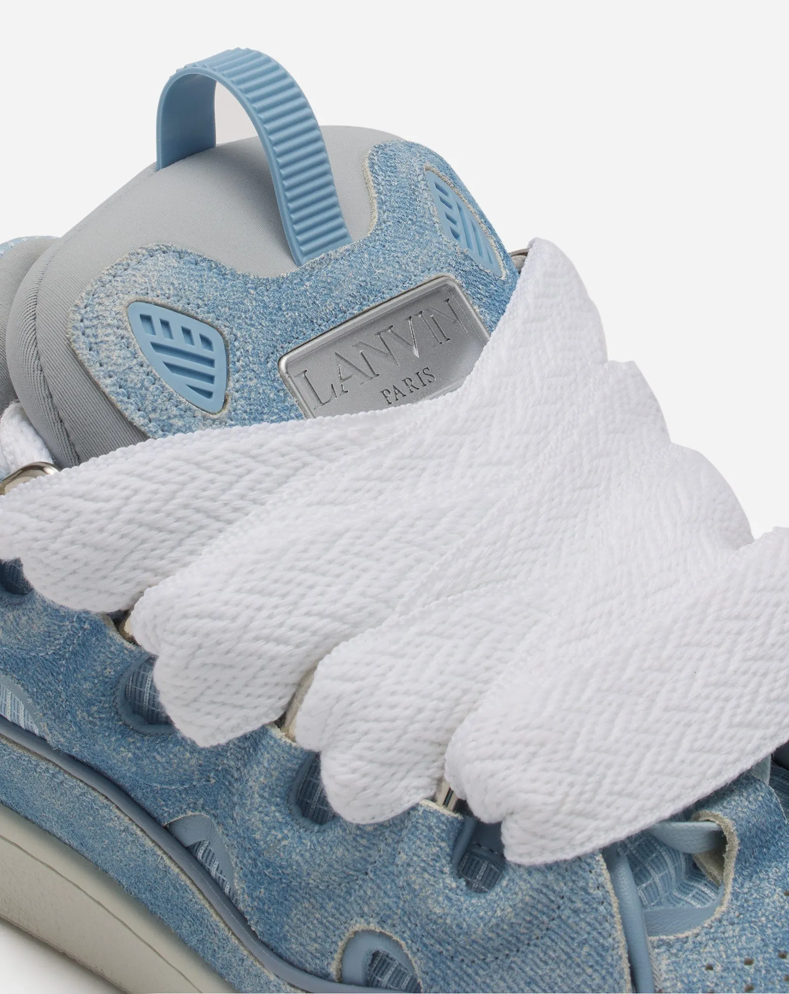 CURB DENIM-EFFECT LEATHER SNEAKERS sold by Lanvin product image thumbnail 5