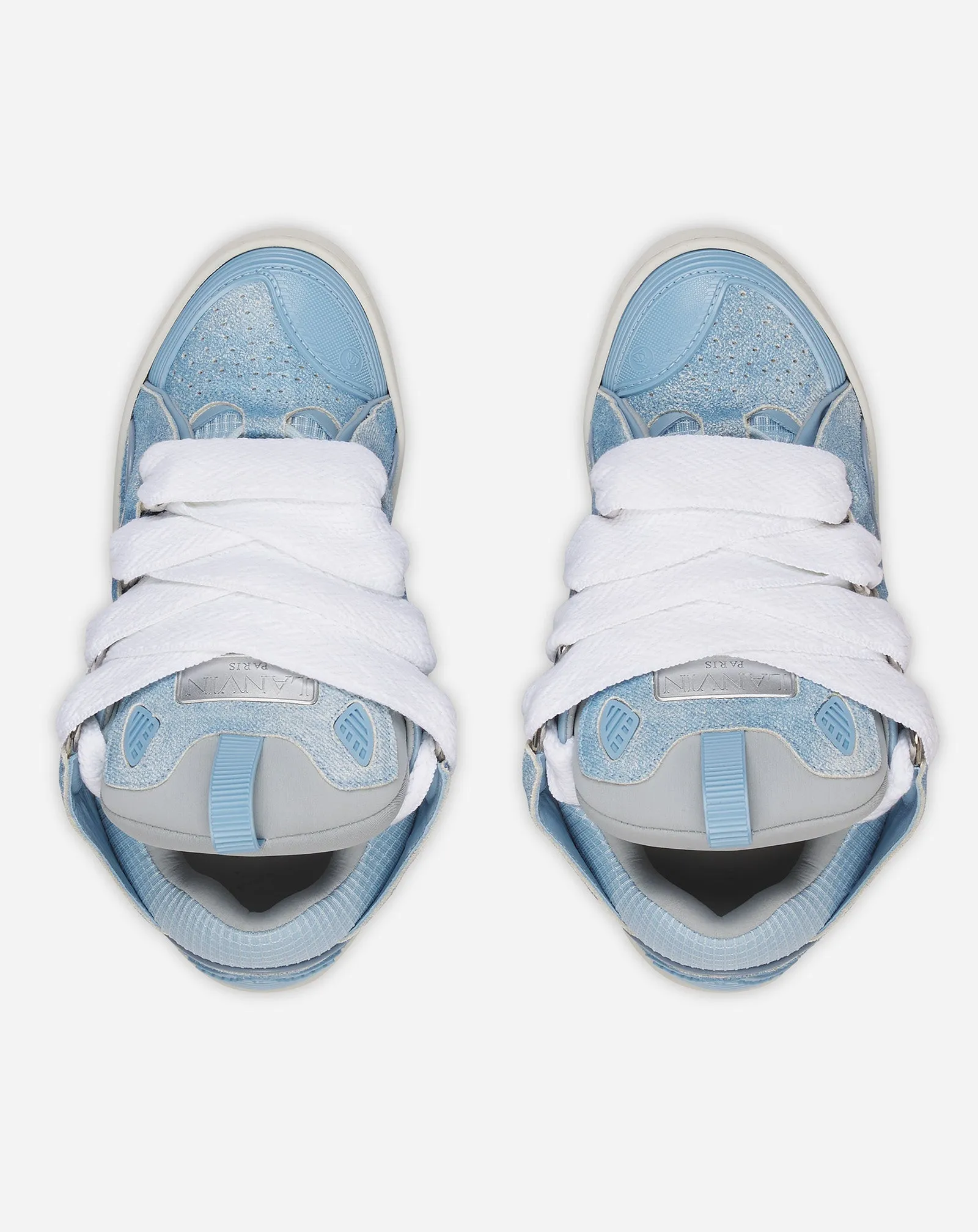 CURB DENIM-EFFECT LEATHER SNEAKERS sold by Lanvin product image thumbnail 3