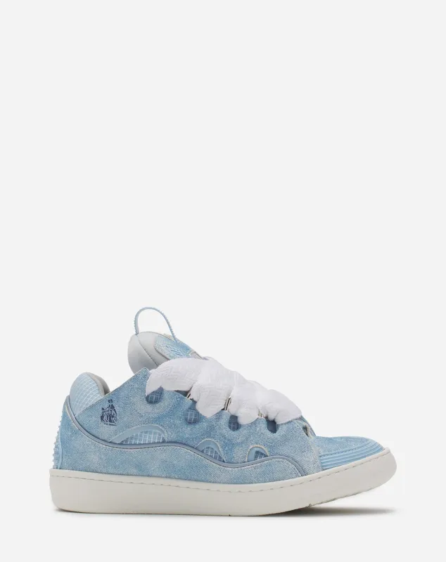 CURB DENIM-EFFECT LEATHER SNEAKERS sold by Lanvin