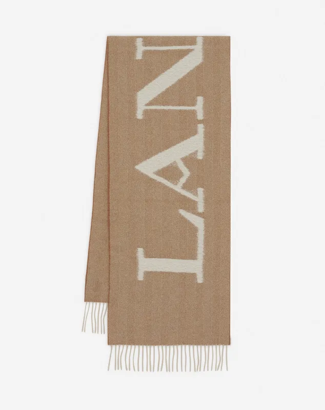 LANVIN SIGNATURE FRINGED WOOL SCARF sold by Lanvin