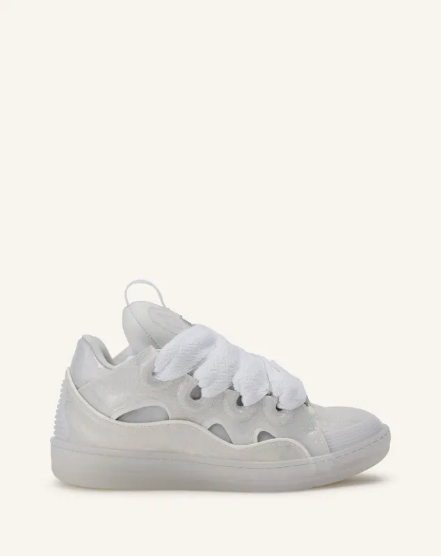 LEATHER CURB SNEAKERS WITH GLITTER EFFECT sold by Lanvin