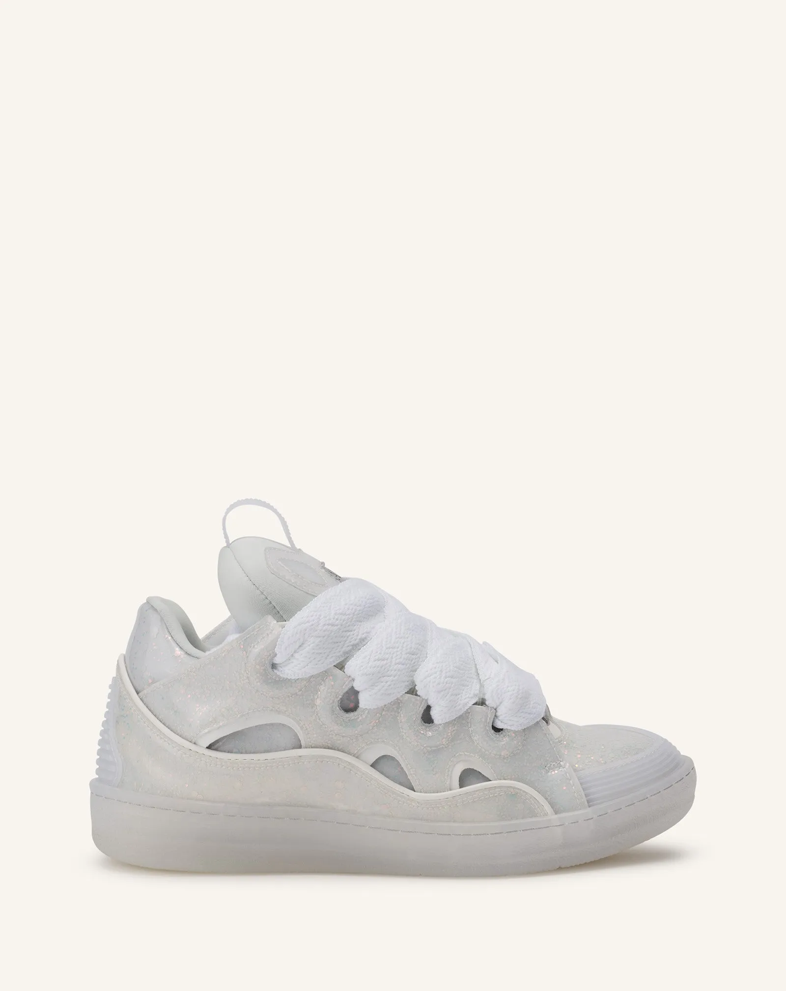 LEATHER CURB SNEAKERS WITH GLITTER EFFECT sold by Lanvin