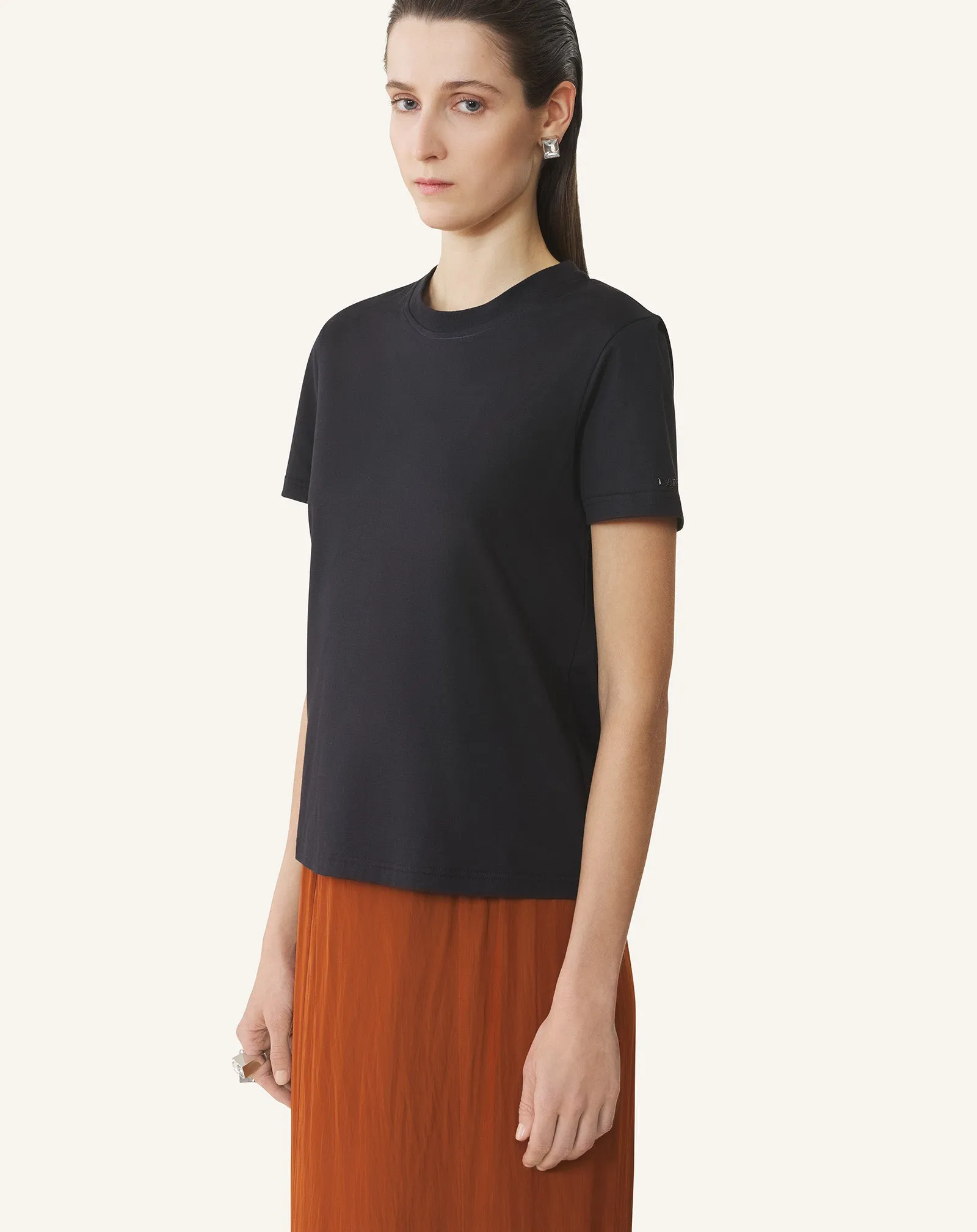 BLACK COTTON T-SHIRT WITH RIBBON DETAIL sold by Lanvin product image thumbnail 3