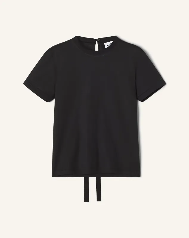 BLACK COTTON T-SHIRT WITH RIBBON DETAIL sold by Lanvin