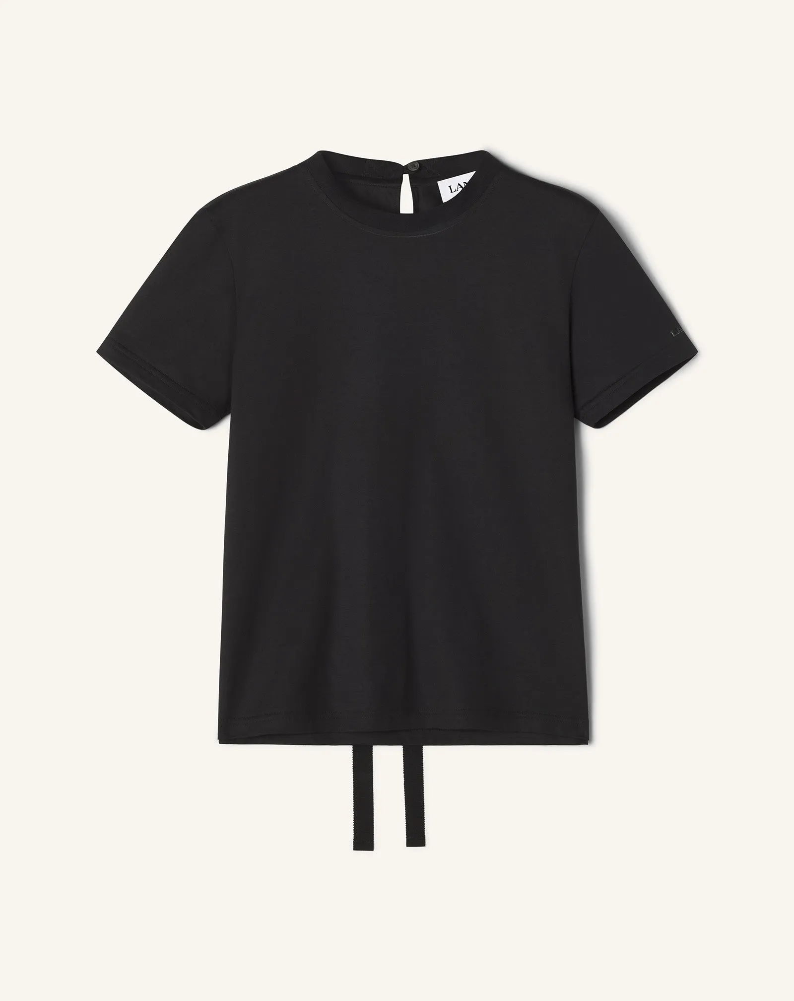 BLACK COTTON T-SHIRT WITH RIBBON DETAIL sold by Lanvin