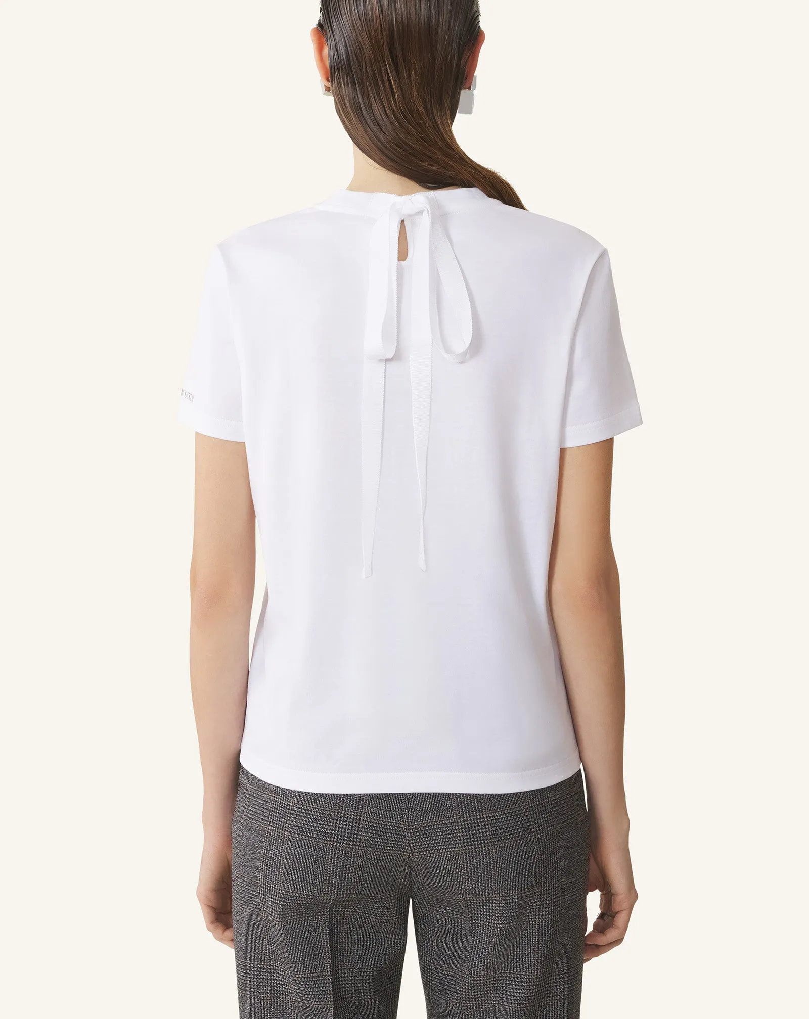 WHITE COTTON T-SHIRT WITH RIBBON DETAIL sold by Lanvin product image thumbnail 4