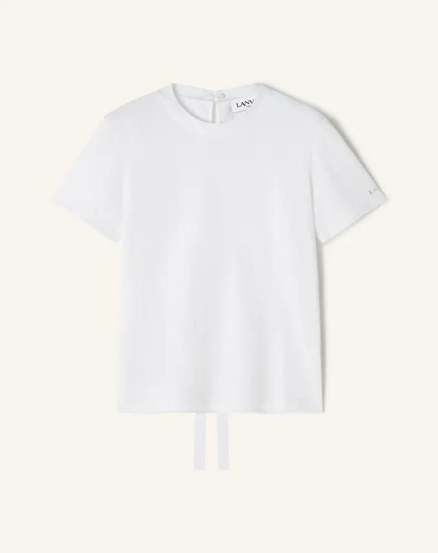 WHITE COTTON T-SHIRT WITH RIBBON DETAIL sold by Lanvin