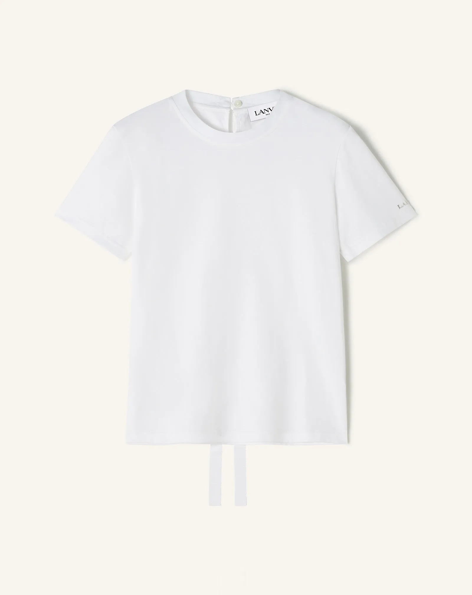 WHITE COTTON T-SHIRT WITH RIBBON DETAIL sold by Lanvin