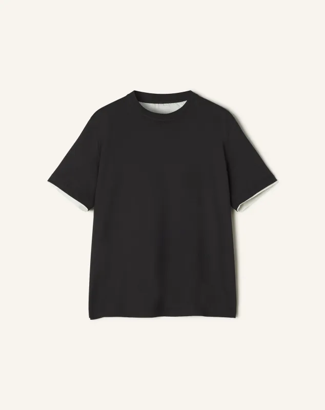 COTTON T-SHIRT WITH SILK DETAIL sold by Lanvin