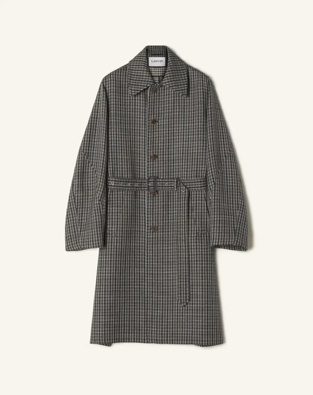CHECKED WOOL CAR COAT sold by Lanvin