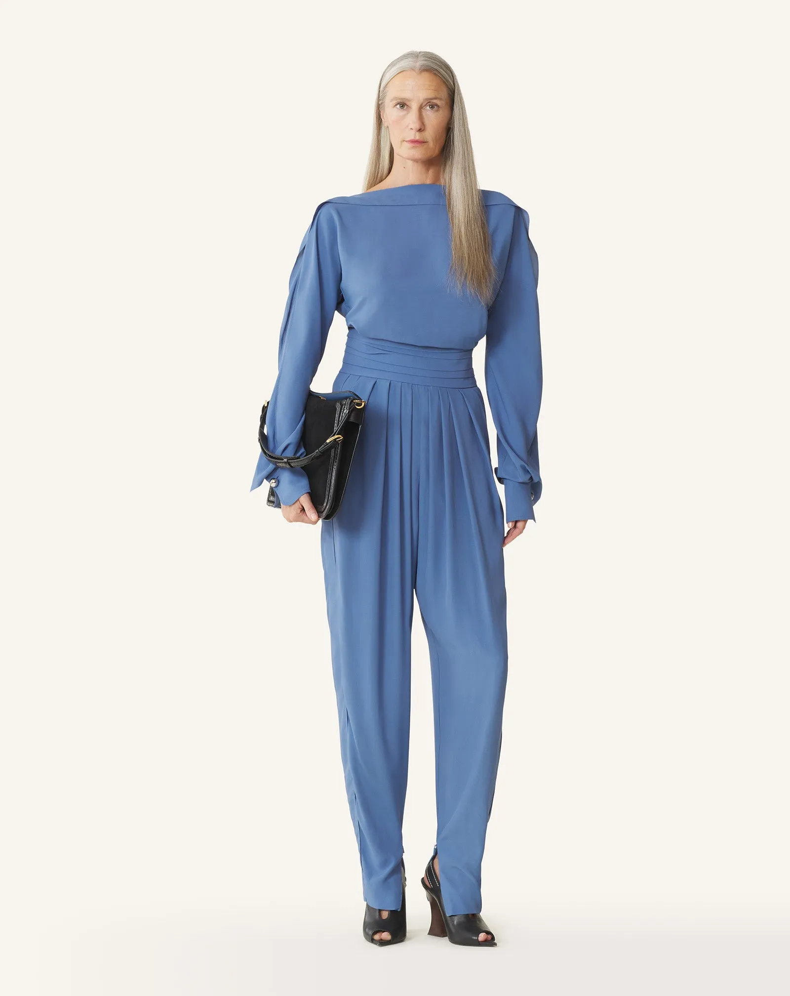 BLUE DRAPED PANTS IN CREPE DE CHINE sold by Lanvin product image thumbnail 2