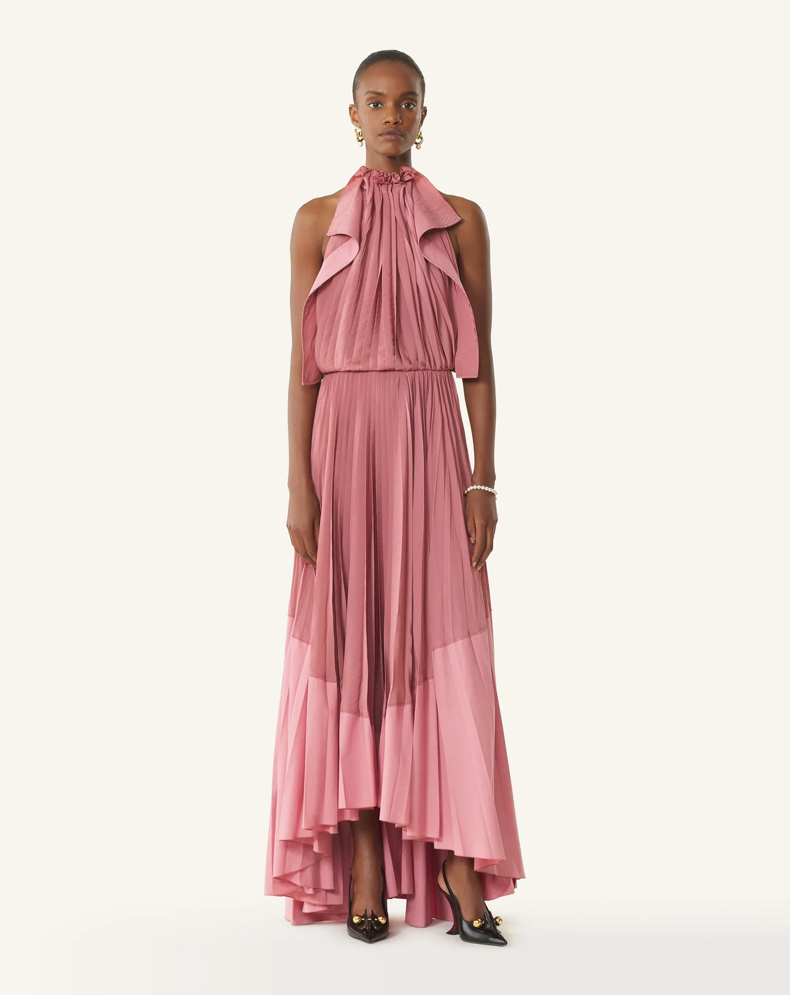PLEATED DRESS IN CHARMEUSE AND COTTON sold by Lanvin product image thumbnail 2