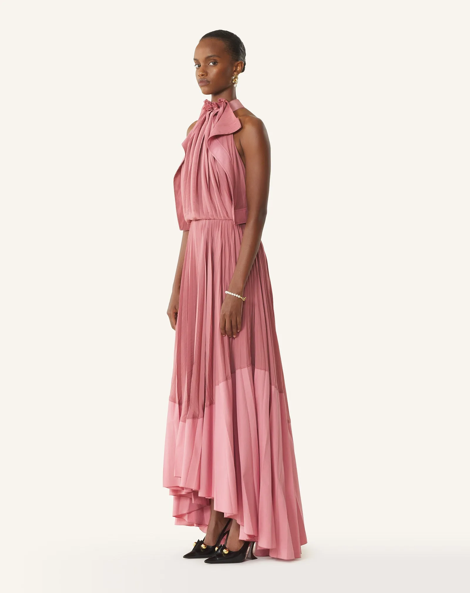PLEATED DRESS IN CHARMEUSE AND COTTON sold by Lanvin product image thumbnail 3