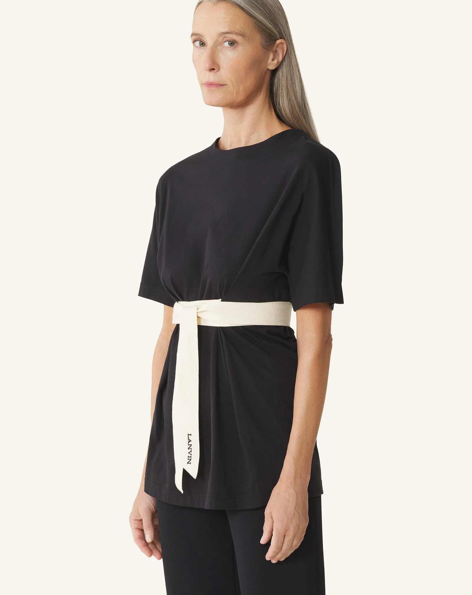 BELTED T-SHIRT IN COTTON AND SILK sold by Lanvin product image thumbnail 3