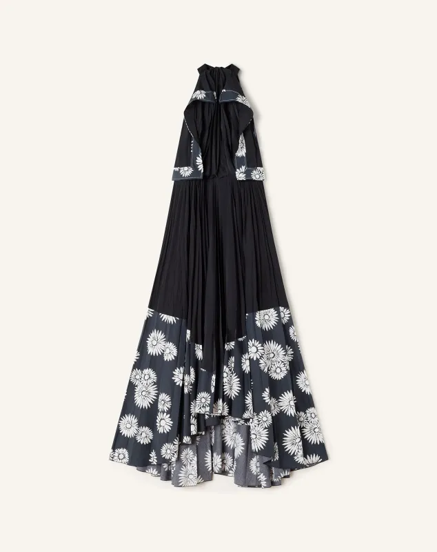 PLEATED DRESS IN CHARMEUSE AND PRINTED COTTON made by Lanvin