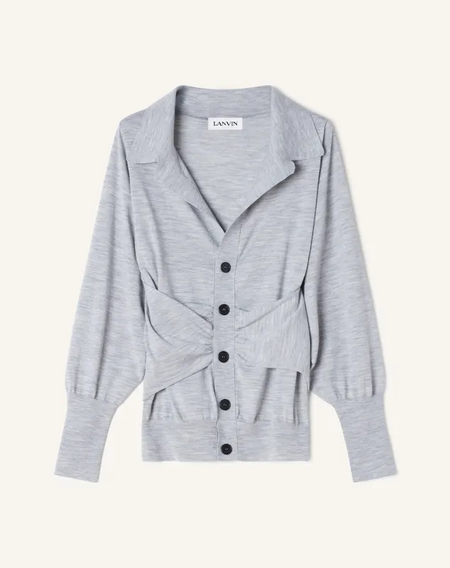 BLACK DRAPED WOOL CARDIGAN sold by Lanvin