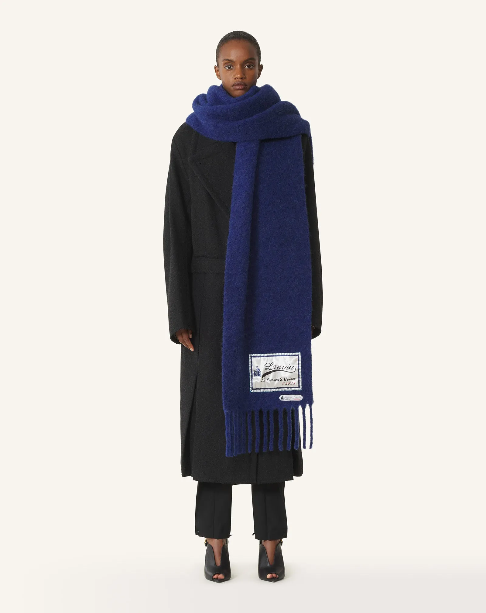 FRINGED WOOL SCARF WITH 22 FAUBOURG LABEL sold by Lanvin product image thumbnail 2