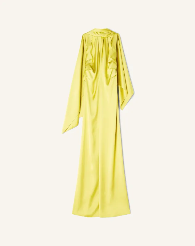 YELLOW LONG SATIN DRESS made by Lanvin