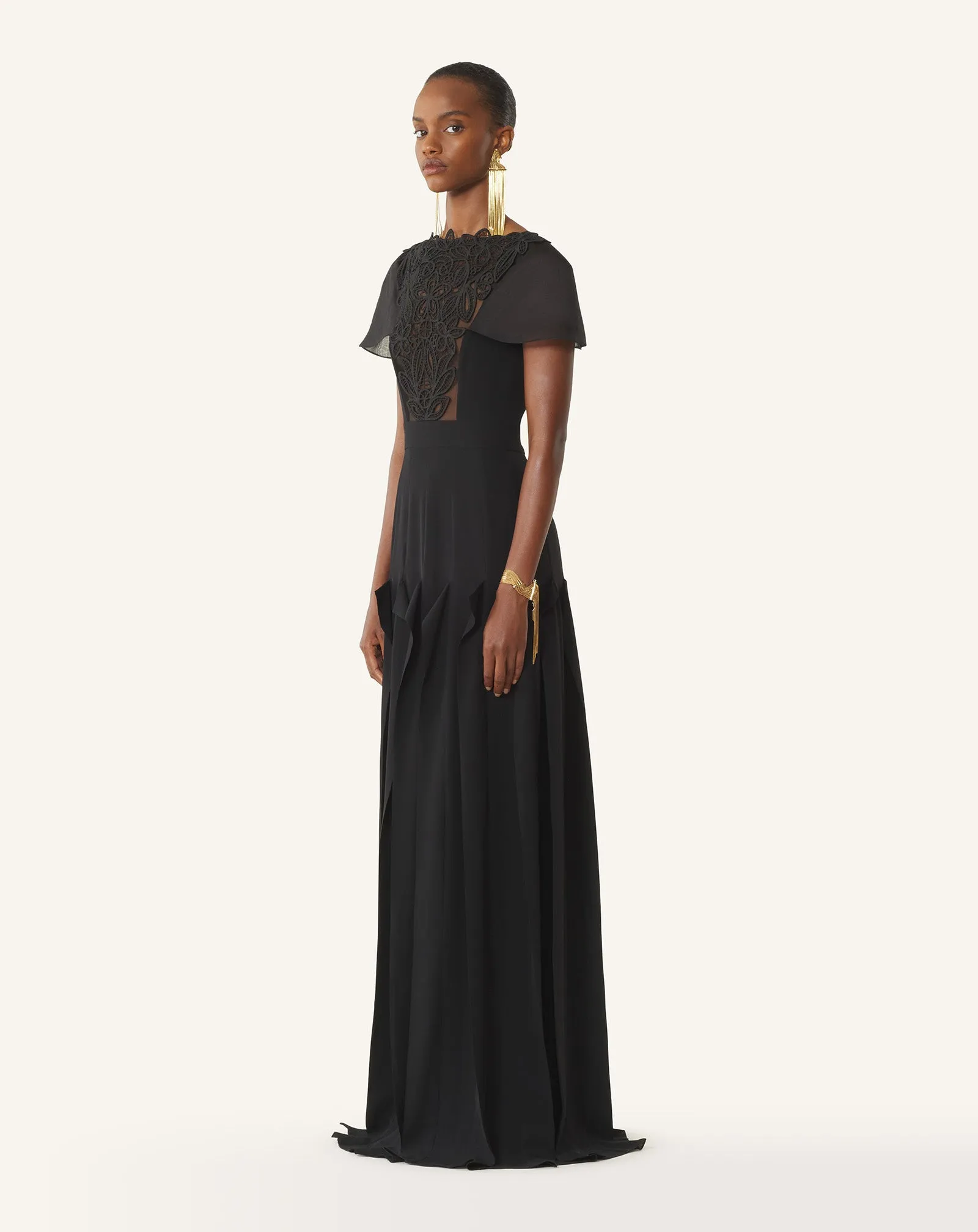 EMBROIDERED BIB DRESS IN SILK GEORGETTE sold by Lanvin product image thumbnail 3