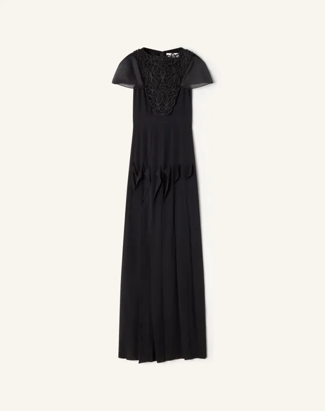 EMBROIDERED BIB DRESS IN SILK GEORGETTE made by Lanvin