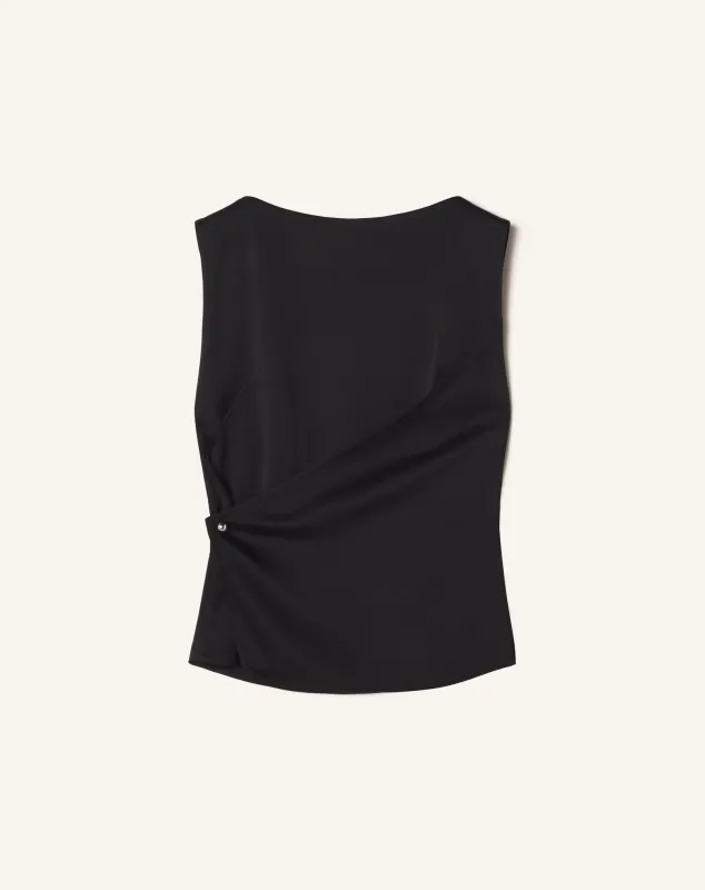 SLEEVELESS BUTTON-DOWN TOP IN SATIN made by Lanvin