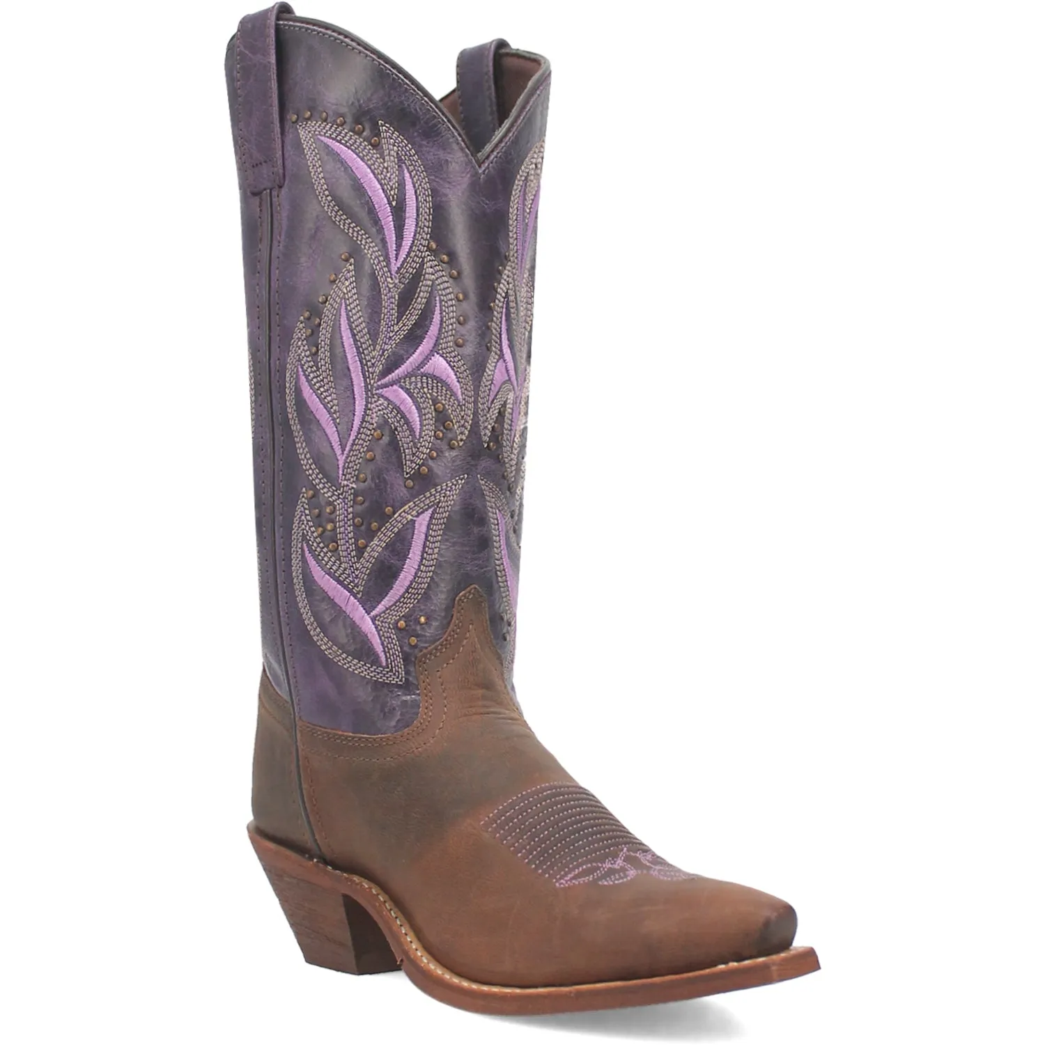 Laredo Womens Larissa Dark Brown/Purple Leather Cowboy Boots sold by Laredo