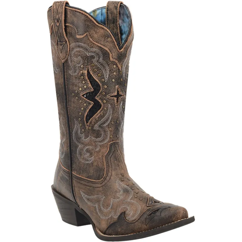 Laredo Womens Lucretia Cowboy Boots Leather Black/Tan sold by Laredo