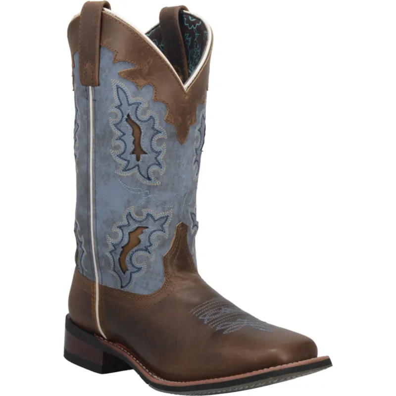 Laredo Womens Isla Cowboy Boots Leather Tan/Blue Denim sold by Laredo
