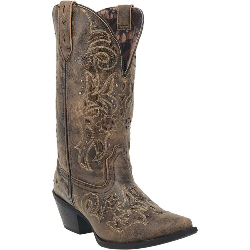 Laredo Womens Vanessa Cowboy Boots Leather Black/Tan sold by Laredo