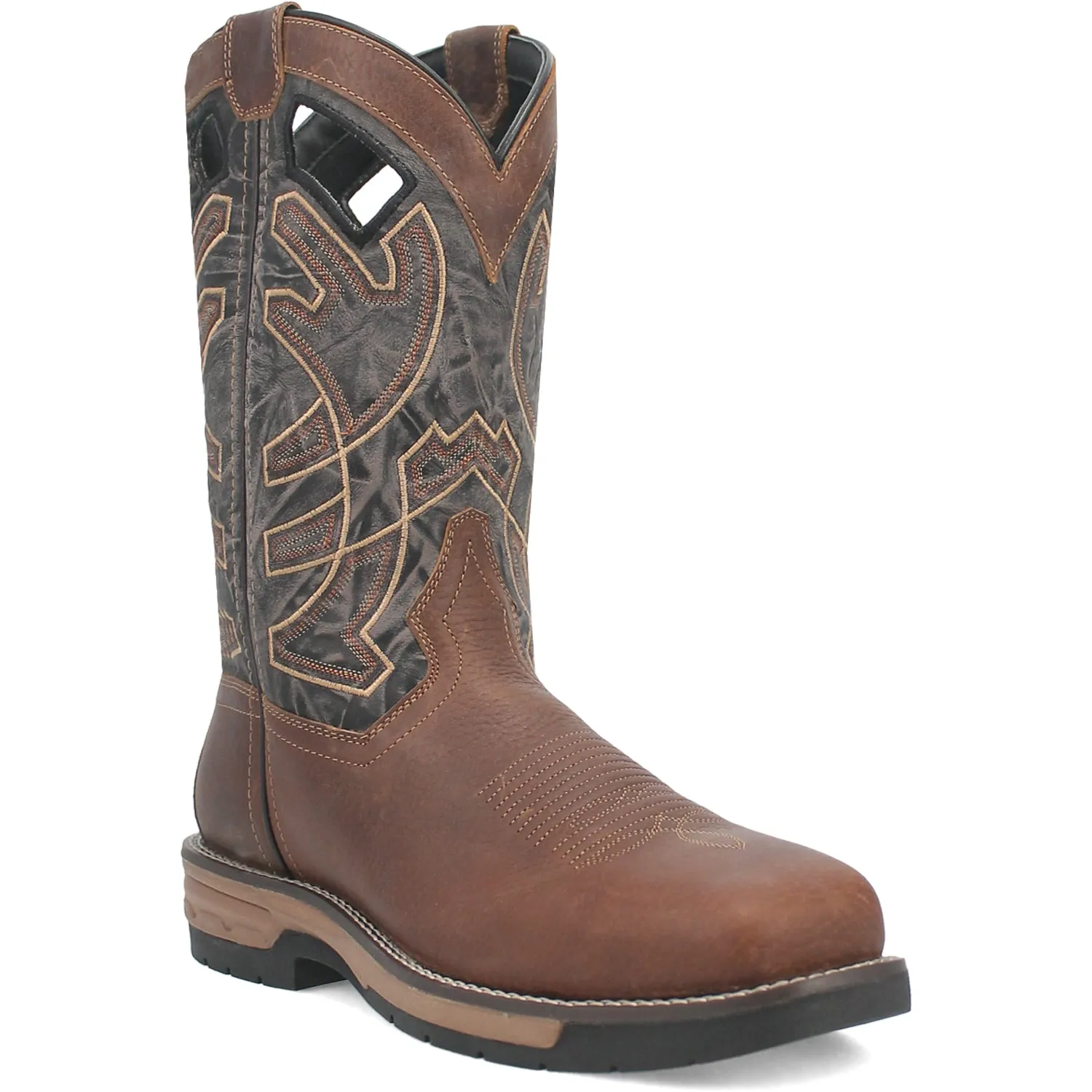 Laredo Mens Nazca Brown/Black Leather Cowboy Boots sold by Laredo