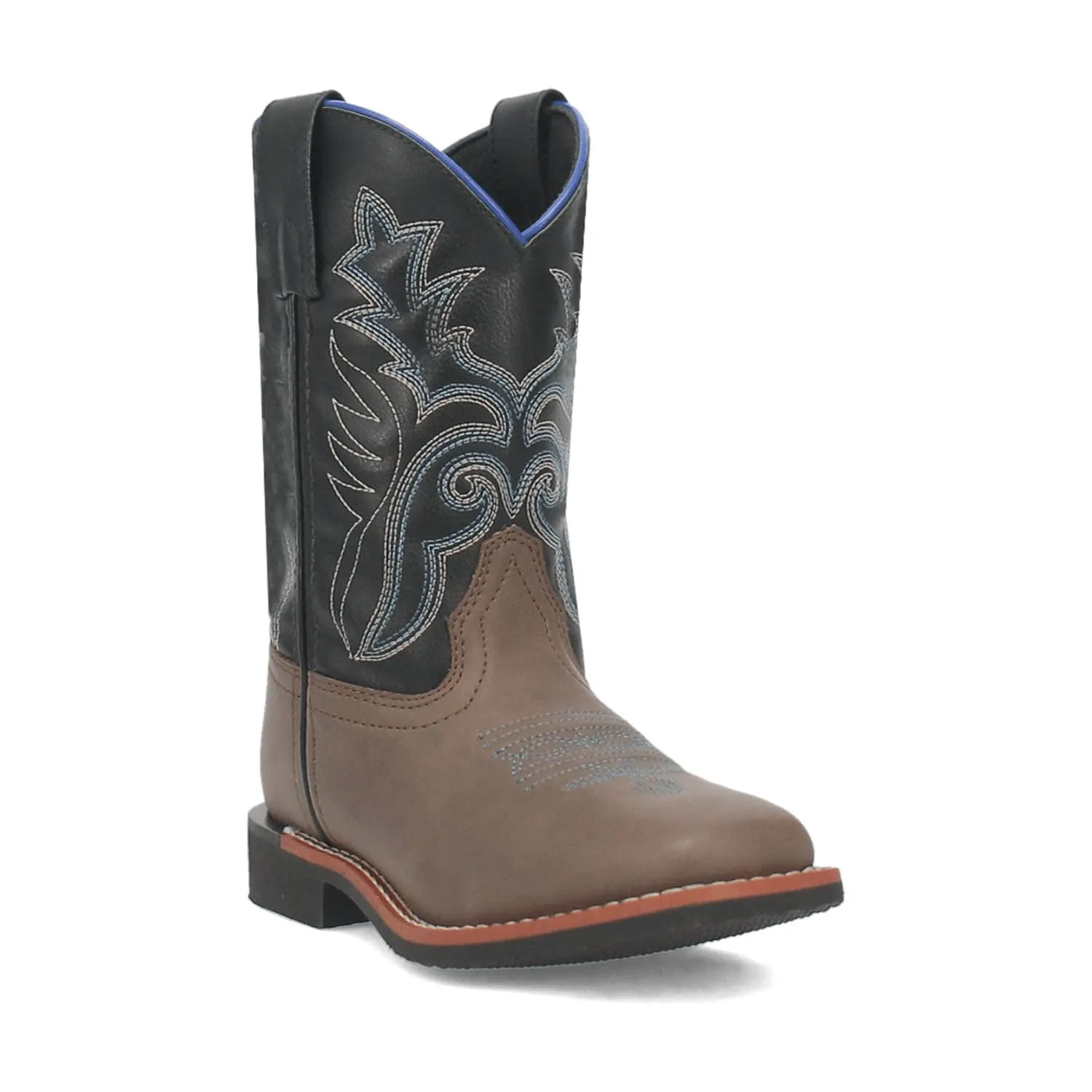 Laredo Youth Unisex Bexley Taupe/Black Faux Leather Cowboy Boots sold by Laredo