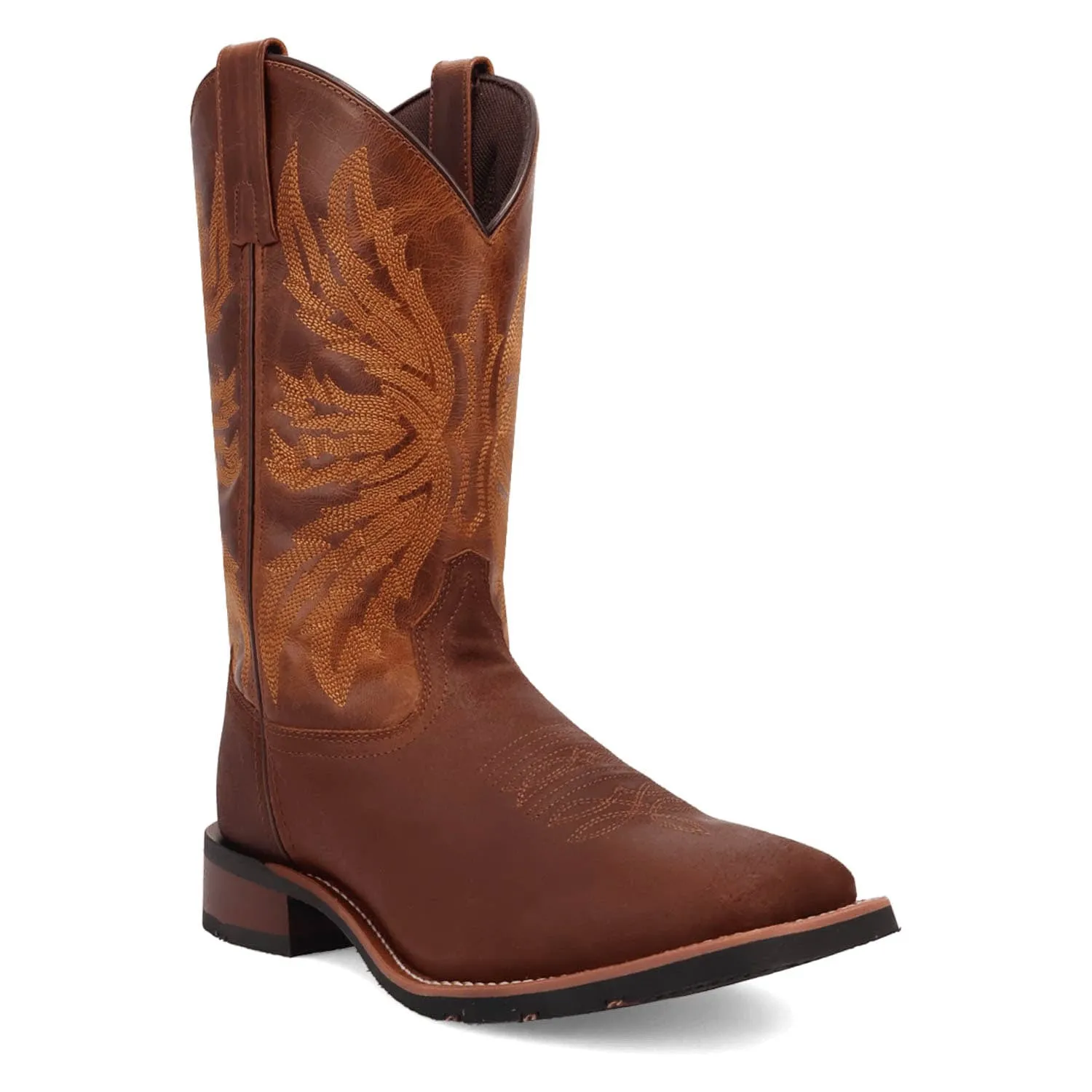 Laredo Mens Chet Dark Rust/Rust Leather Cowboy Boots sold by Laredo