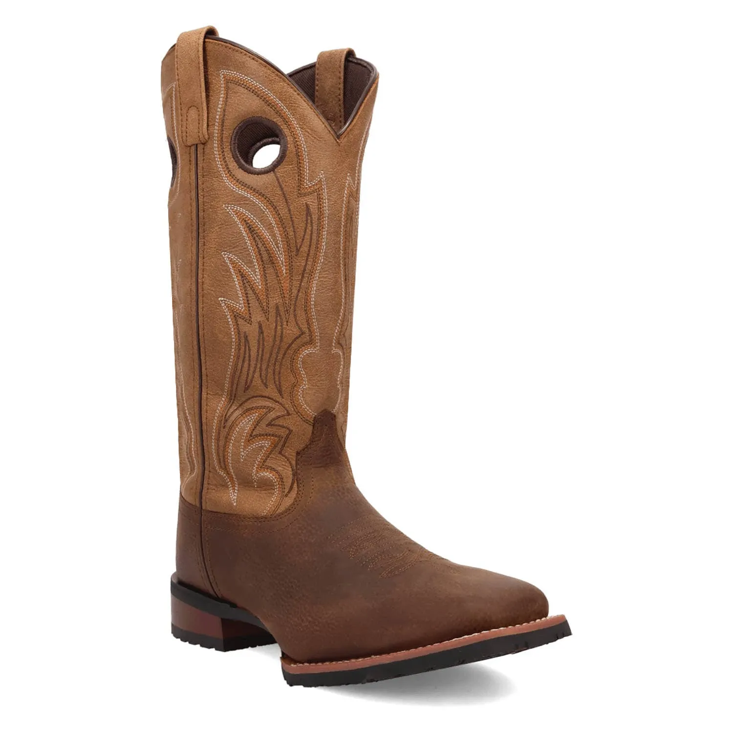 Laredo Mens Cullen Dark Brown/Tan Leather Cowboy Boots sold by Laredo