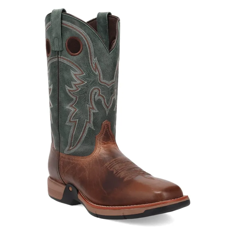 Laredo Mens Alloy Tan/Green Leather 11in Cowboy Boots sold by Laredo