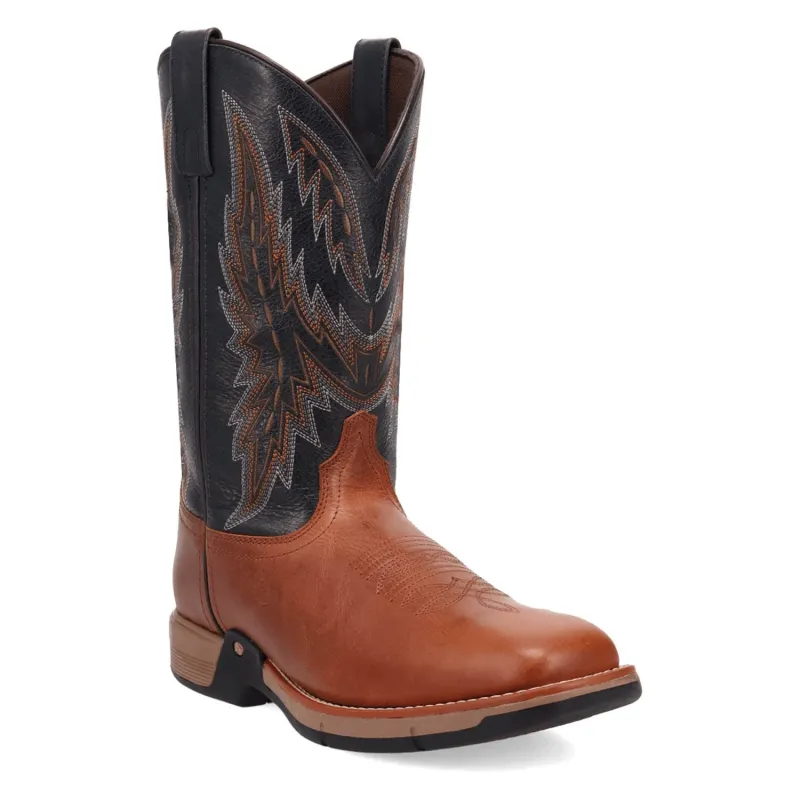Laredo Mens Vapor Cognac/Black Leather 11in Cowboy Boots sold by Laredo