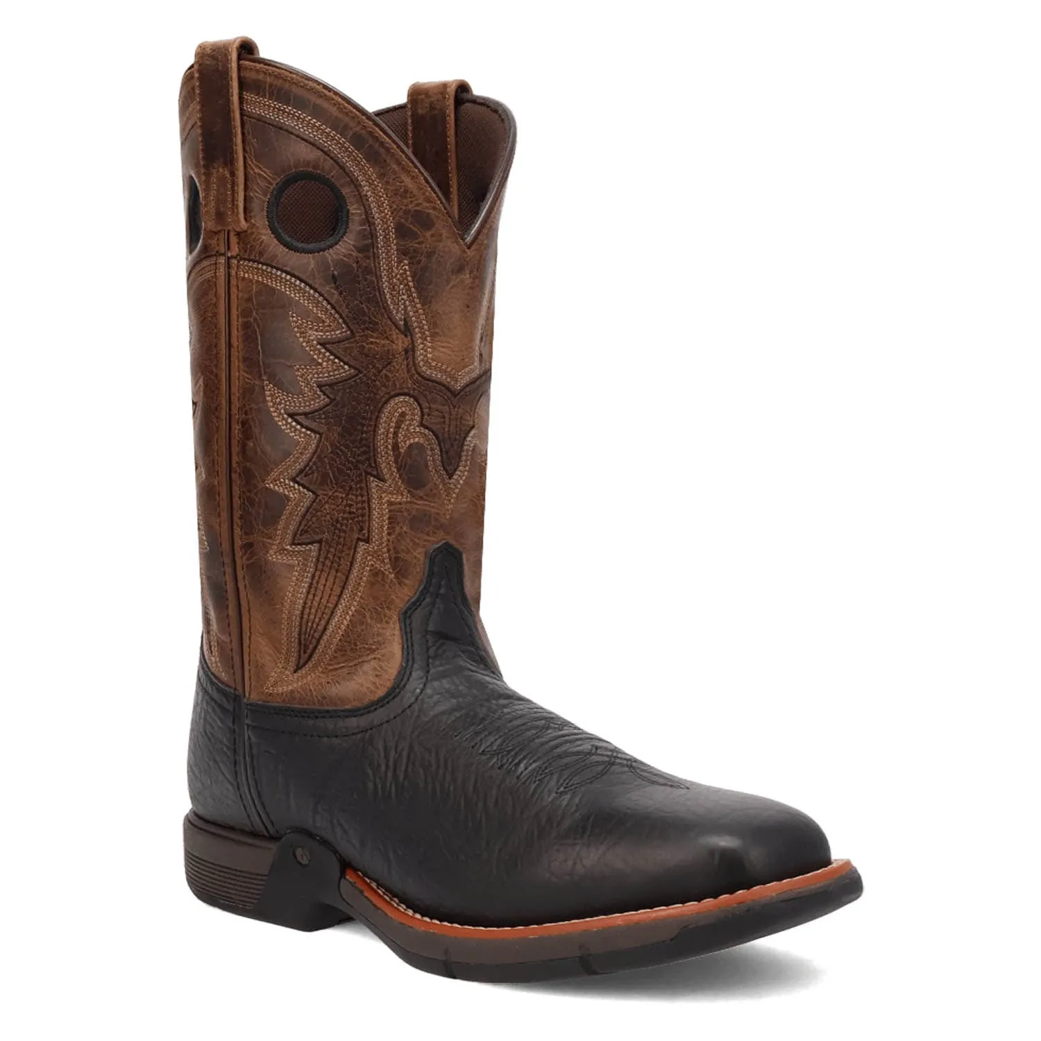 Laredo Mens Alloy Black/Tan Leather Cowboy Boots sold by Laredo