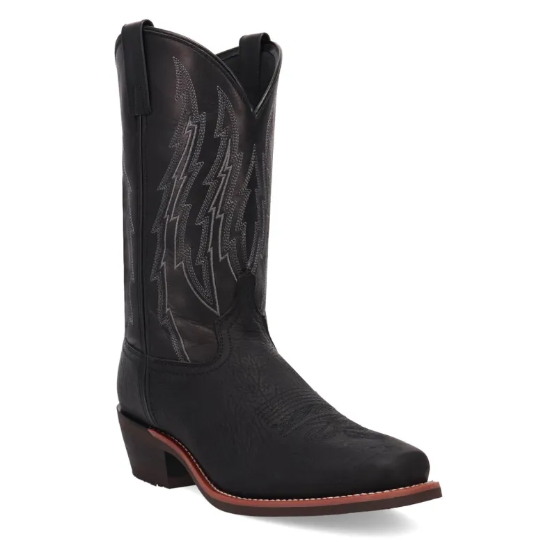 Laredo Mens Cody Black Leather 12in Cowboy Boots made by Laredo