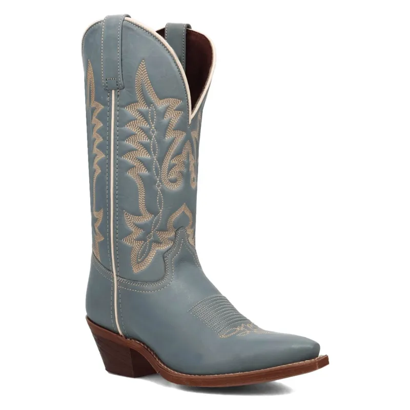Laredo Womens Carly Sky Blue Leather 12in Cowboy Boots made by Laredo
