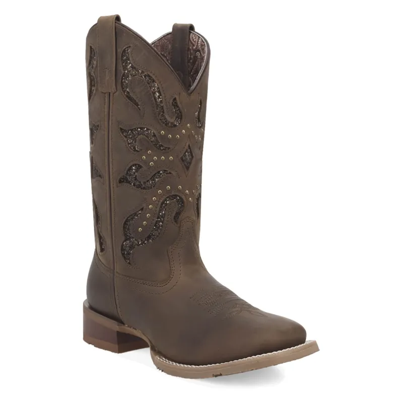 Laredo Womens Lonestar Lace Brown Leather 11in Cowboy Boots sold by Laredo