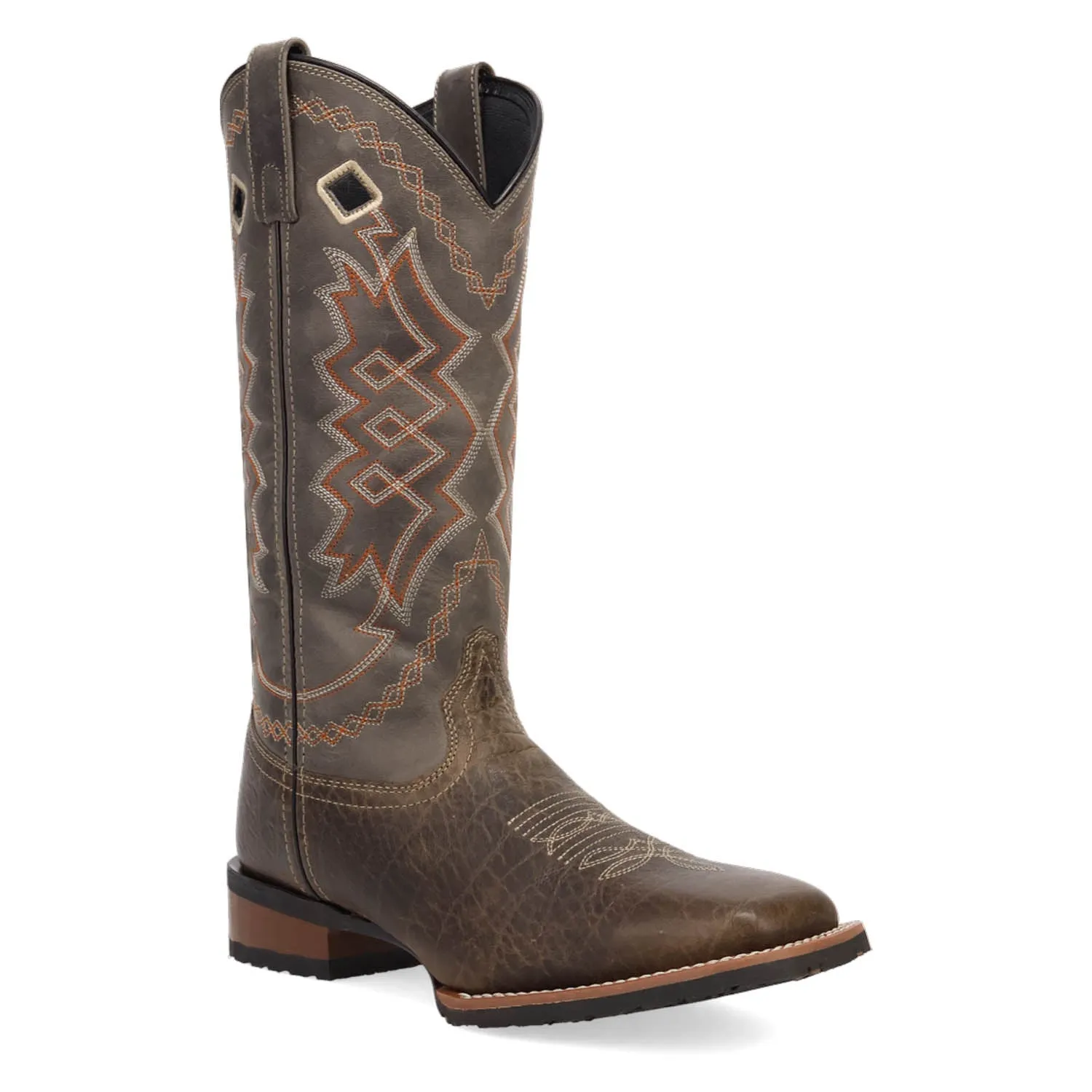 Laredo Mens Highway Man Dark Brown/Grey Leather 13in Cowboy Boots sold by Laredo