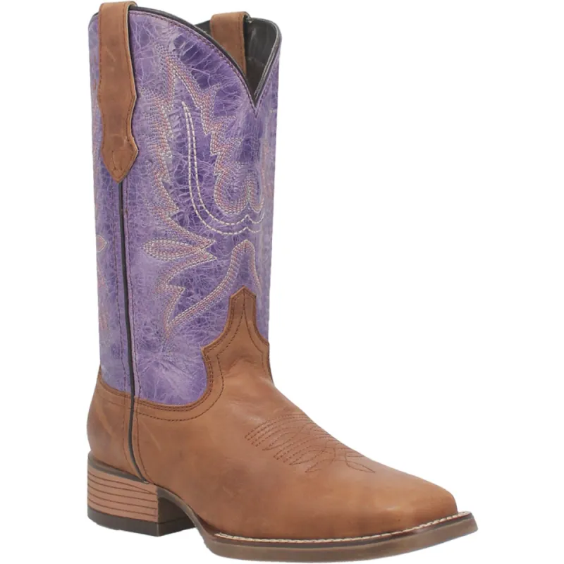 Laredo Womens Mara Tan/Purple Leather Cowboy Boots sold by Laredo