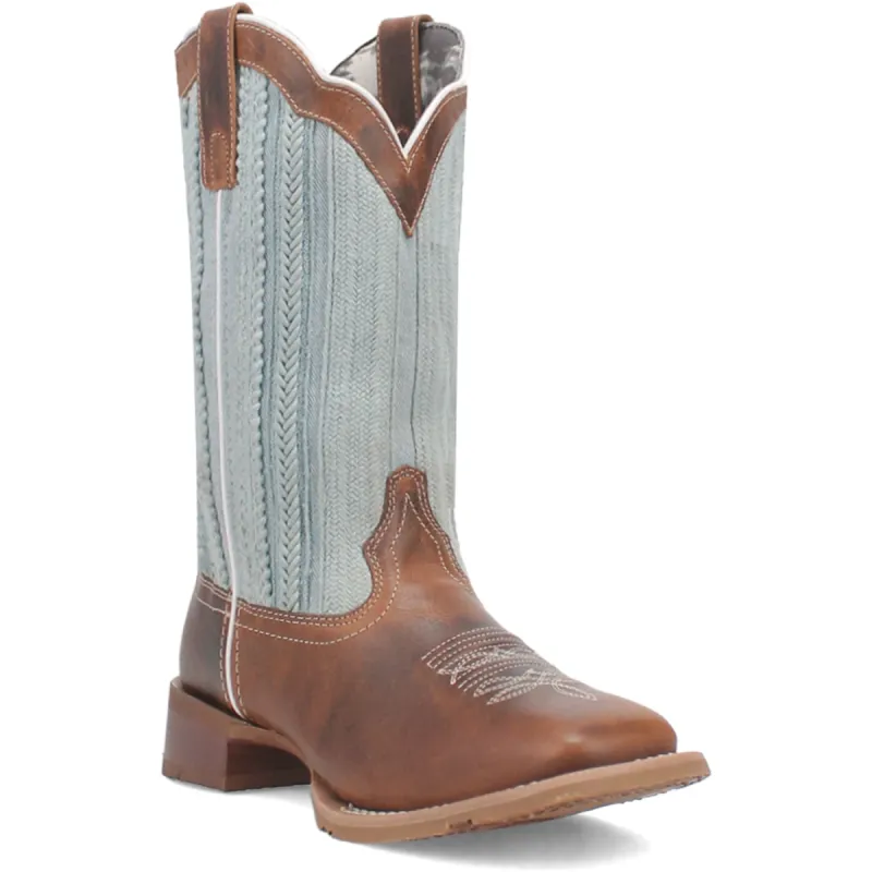 Laredo Womens Blue Moon Tan/Blue Leather Cowboy Boots sold by Laredo