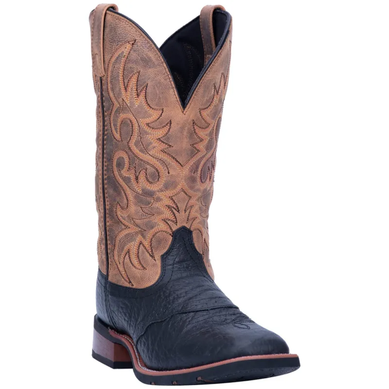 Laredo Mens Topeka Cowboy Boots Leather Black/Tan sold by Laredo