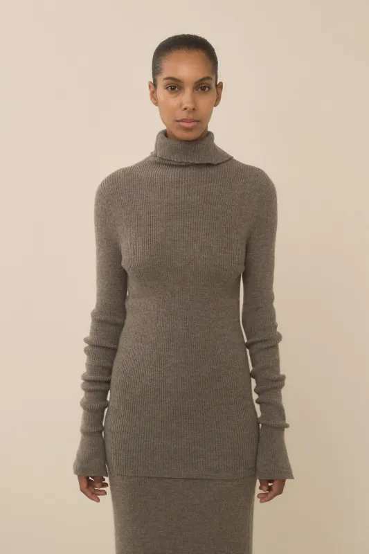 RIB SPLIT TURTLENECK made by Lauren Manoogian