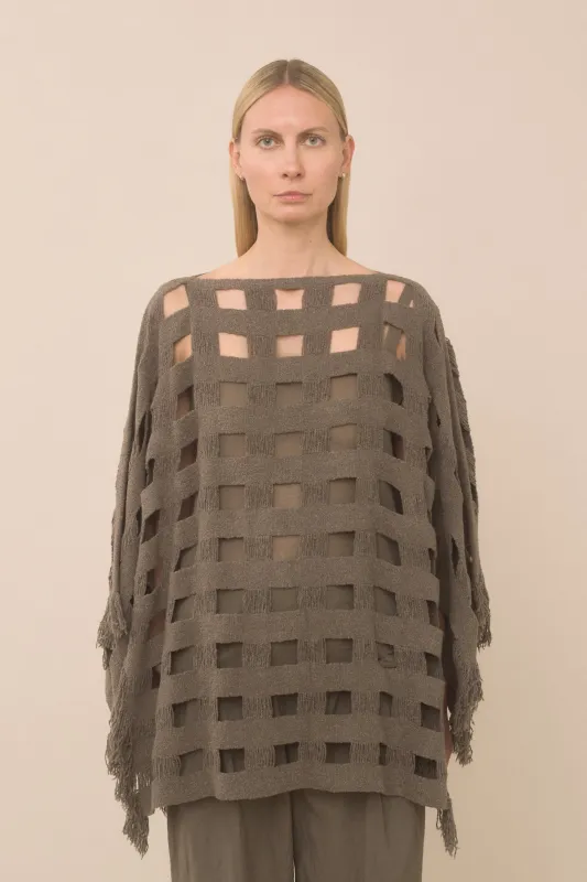 HANDWOVEN GRID PONCHO made by Lauren Manoogian